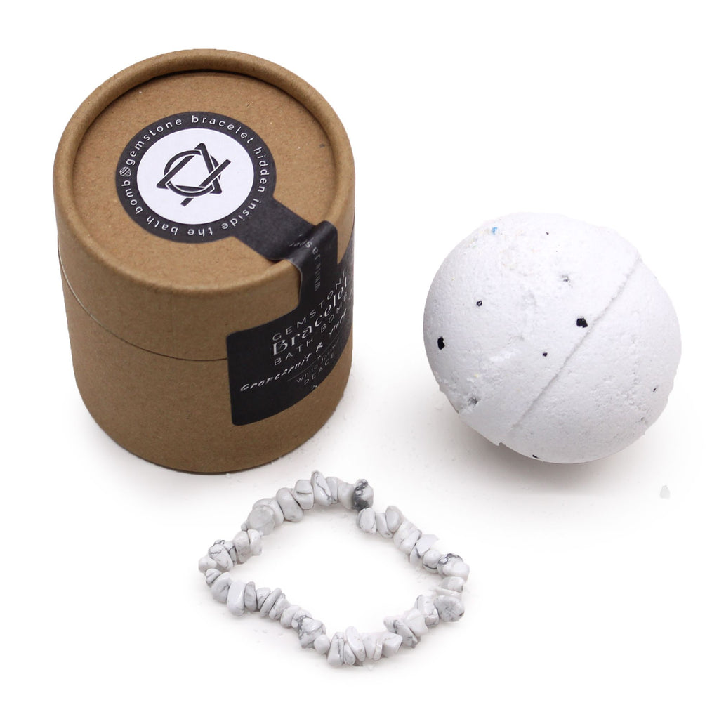 White Jasper Gem Bracelet Bath Bomb 🇬🇧