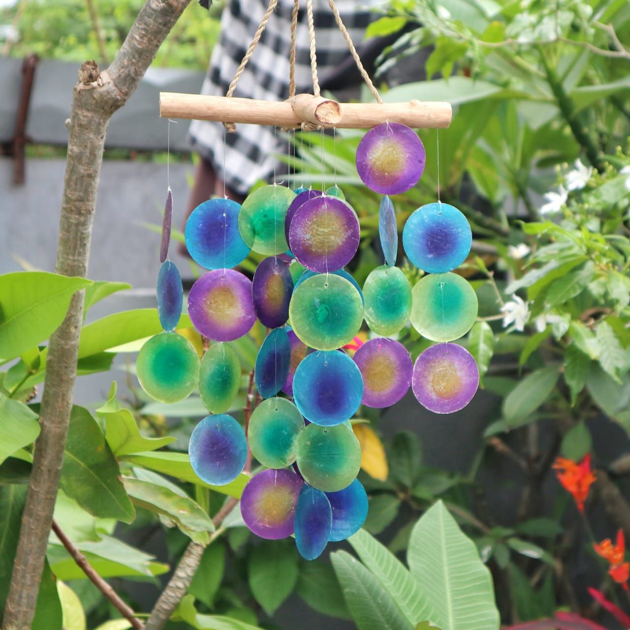 Green & Purple Driftwood Cross Chime 🇬🇧