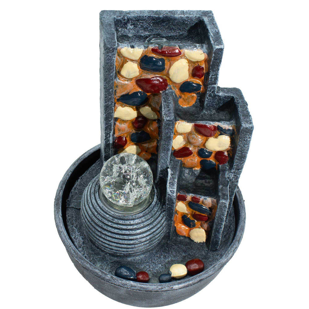 Pebble Wall Tabletop Water Feature with Crystal Ball (19x19x28cm) 🇬🇧