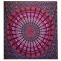 Double Cotton Bedspread + Wall Hanging - Peacock Mandala - Purple 🇬🇧