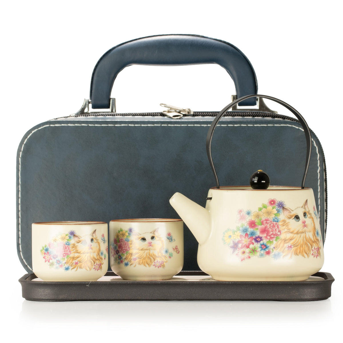 Travel Teapot Set & Two Cups - Cat Lover 🇬🇧
