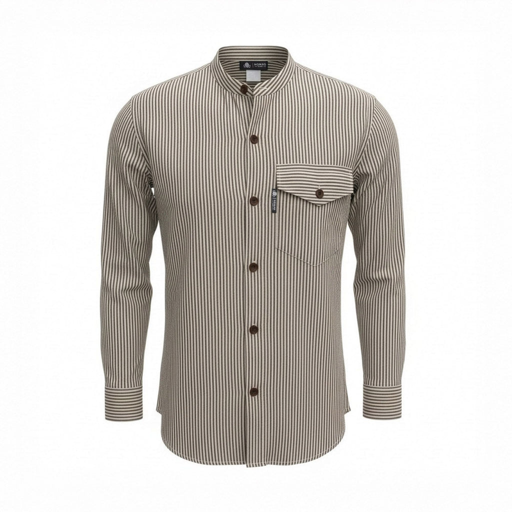 Nomad Sari Grandad Shirt - Grey Stone - Medium 🇬🇧