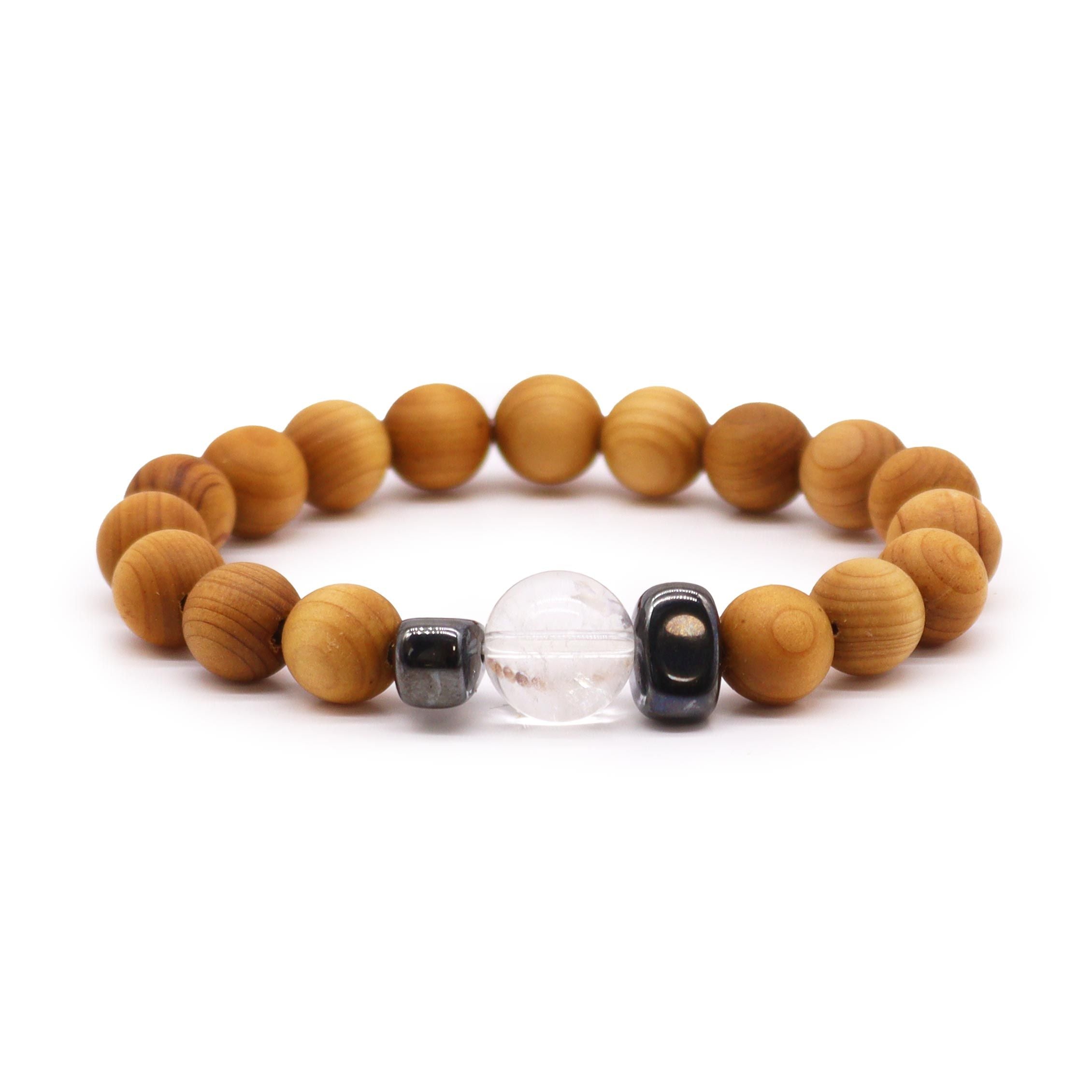 Cedarwood Crown Chakra Bangle with Clear Quartz 🇬🇧