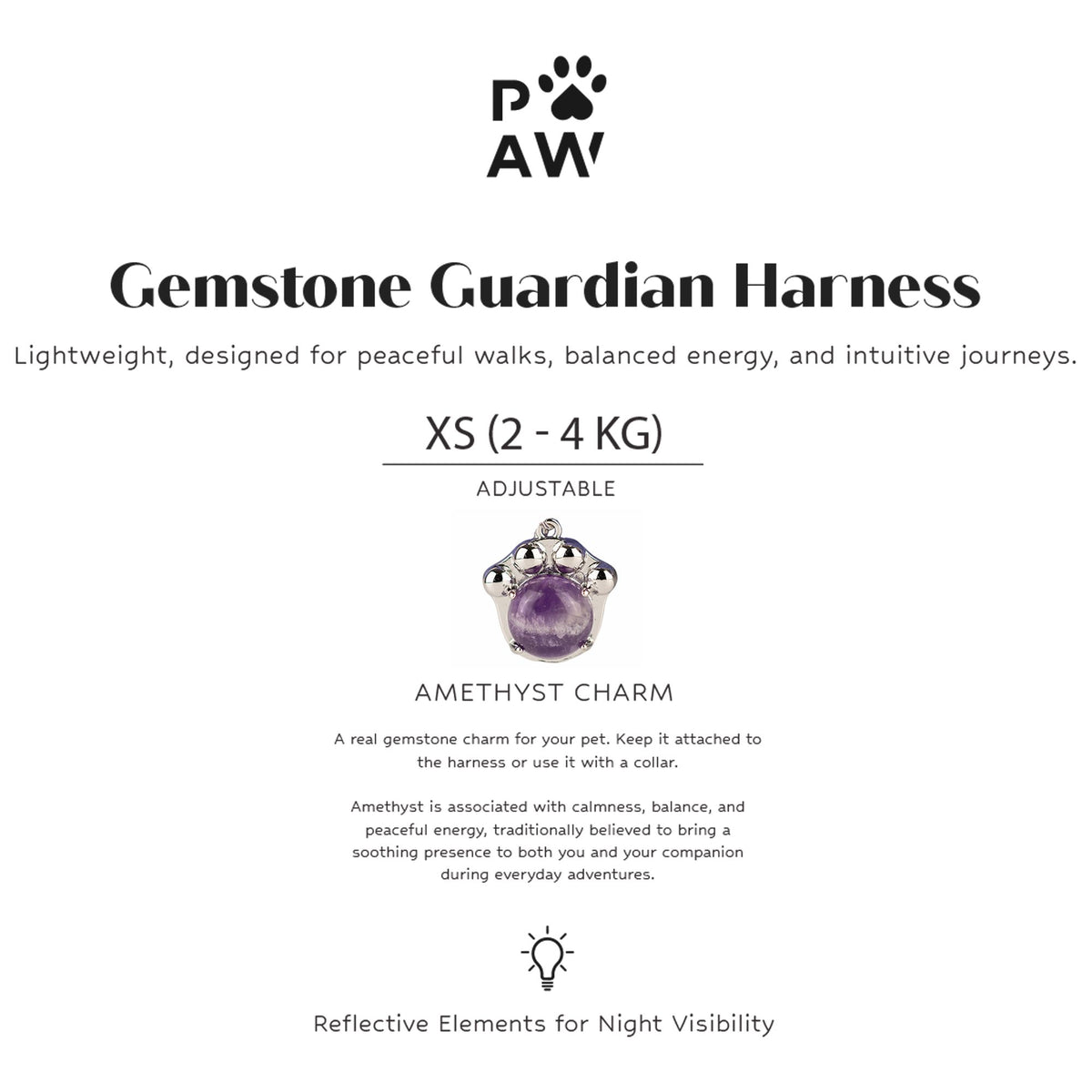 PAW - XS (2-4Kg) Dog Step-in Guardian Harness with Reflective Mesh - Lavender - Amethyst Charm 🇬🇧