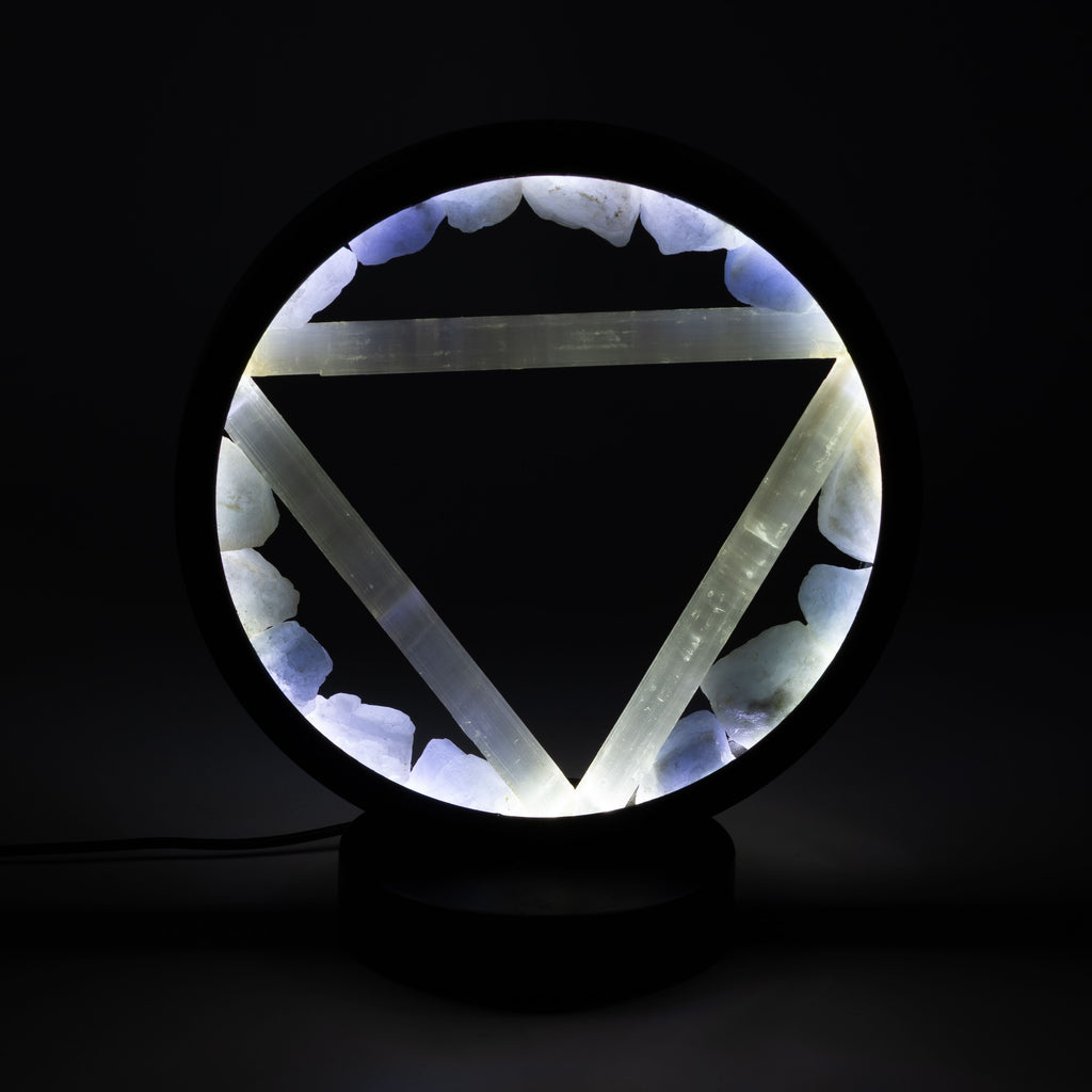 Gemstone Halo Lamp - Water - Aquamarine & Selenite 🇬🇧