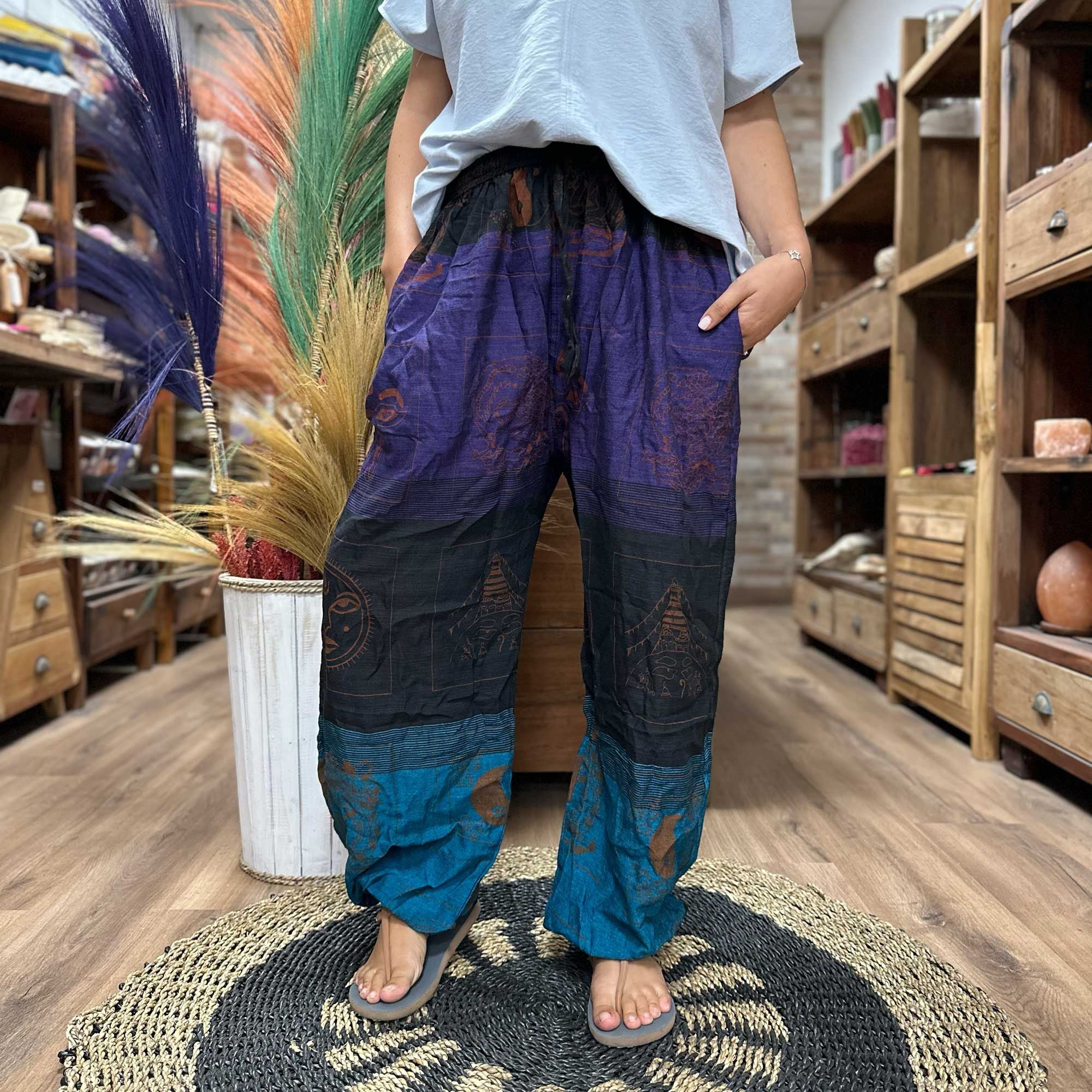 Yoga and Festival Pants - High Cross Himalayan Print on Purple 🇬🇧