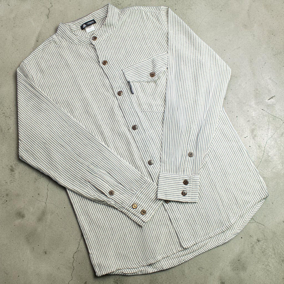 Nomad Sari Grandad Shirt - Grey Stone - Medium 🇬🇧