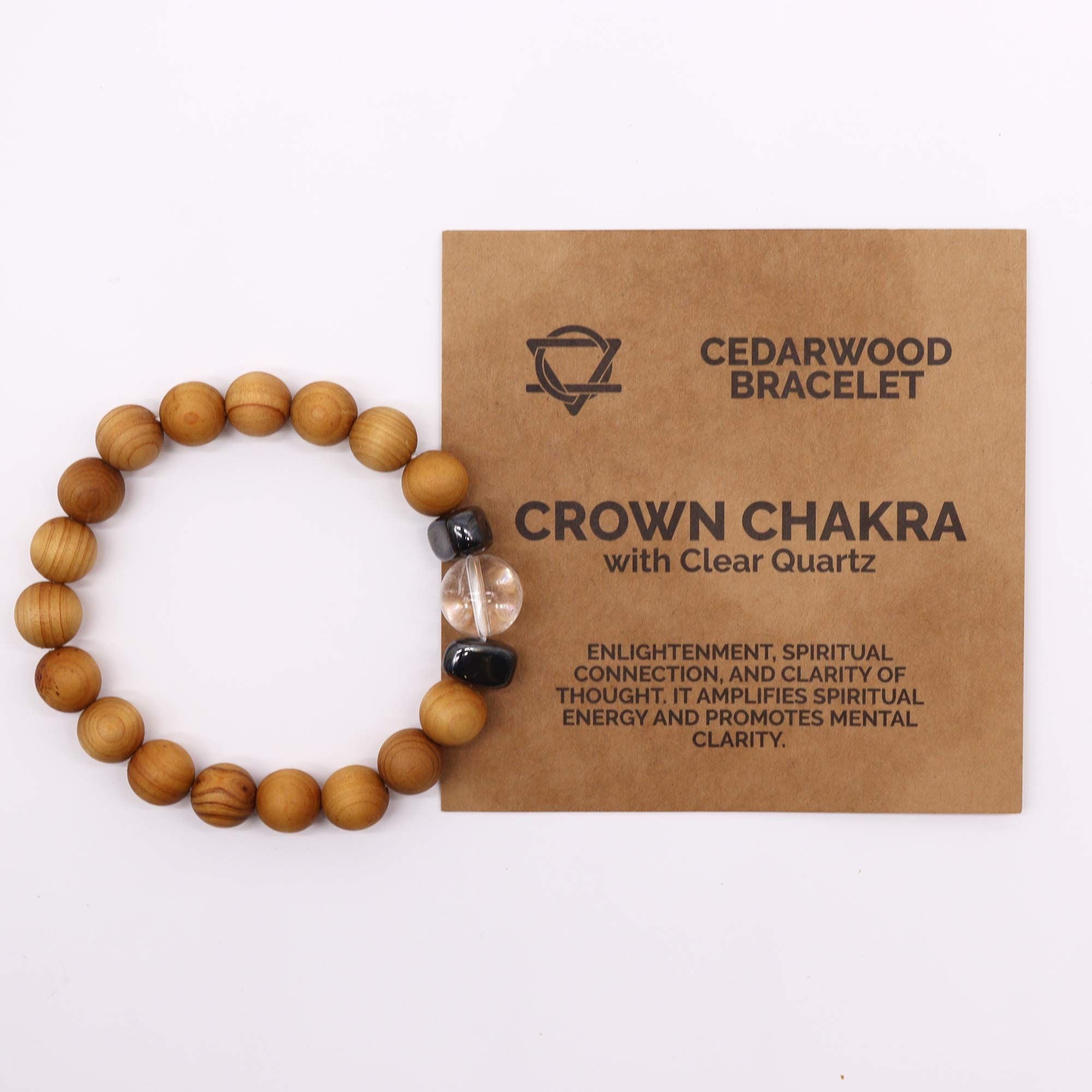 Cedarwood Crown Chakra Bangle with Clear Quartz 🇬🇧
