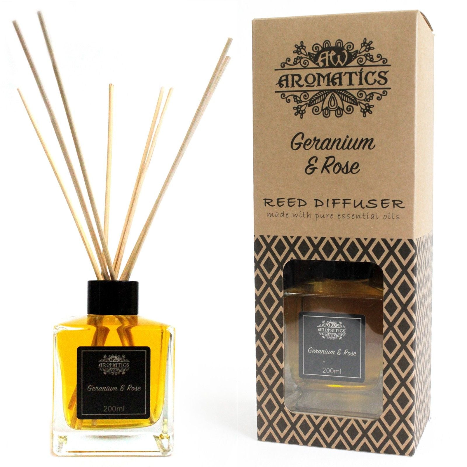 200ml Geranium & Rose Essential Oil Reed Diffuser 🇬🇧