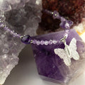 Nymph Amethyst Gemstone Necklace with Real Leaf Butterfly Pendant 🇬🇧