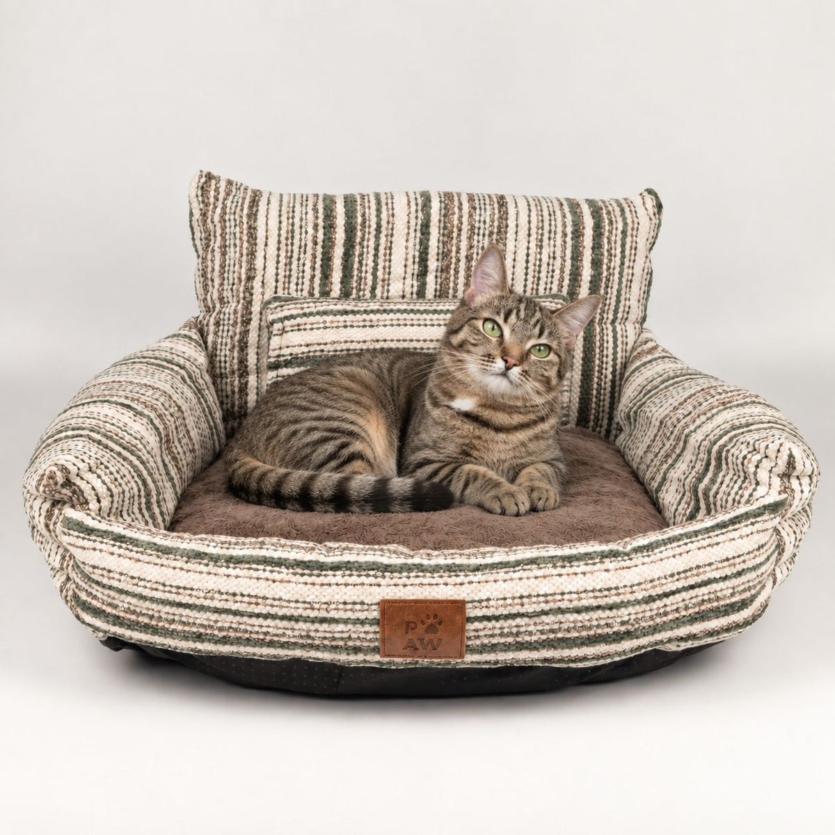 PAW Bed – Small Sofa – Brown Stripes – 50 × 50 × 26cm 🇬🇧