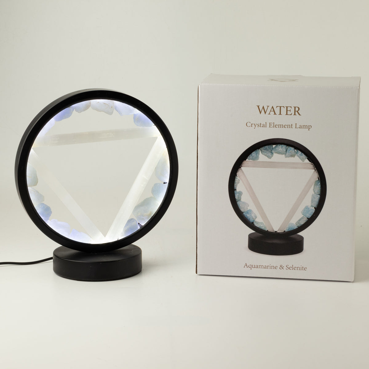 Gemstone Halo Lamp - Water - Aquamarine & Selenite 🇬🇧