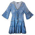 Nomad Sari Sea Blue & Gold Fish Print Dress (M/L) 🇬🇧