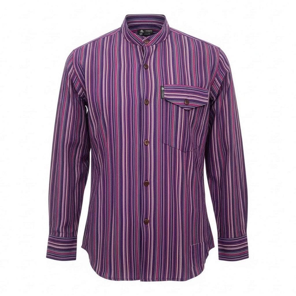 Nomad Sari Grandad Shirt - Black Purple - Large 🇬🇧