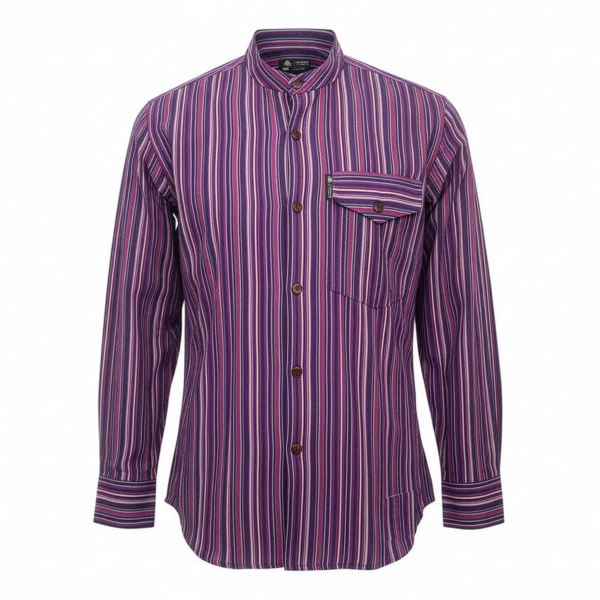 Nomad Sari Grandad Shirt - Black Purple - Large 🇬🇧