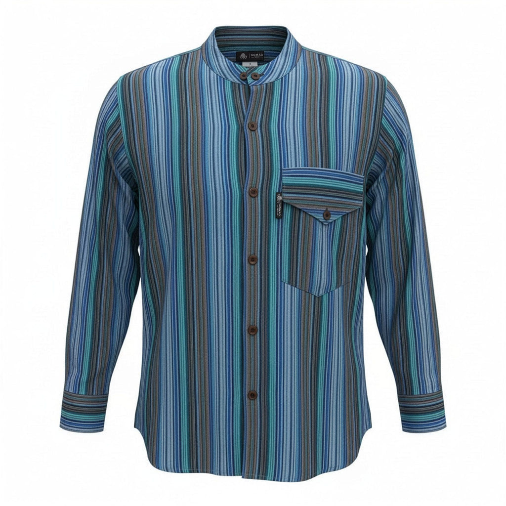 Nomad Sari Grandad Shirt - Turquoise - XL 🇬🇧