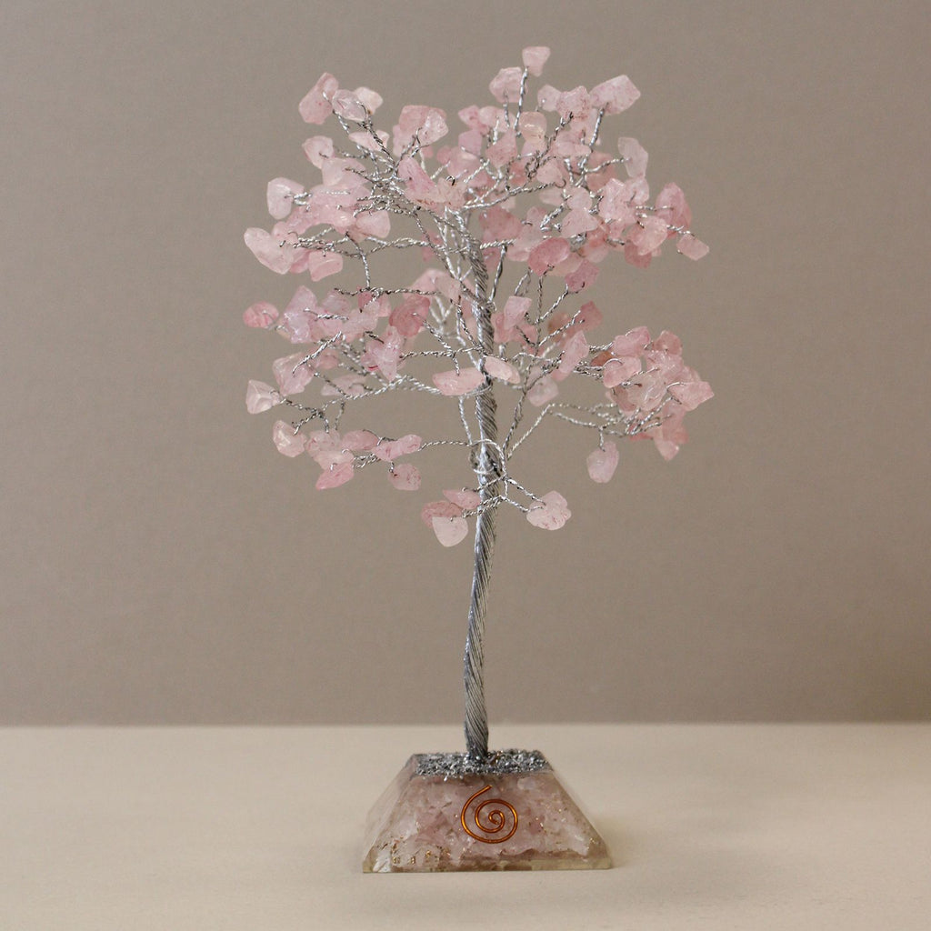 Gemstone Tree with Organite Base - 160 Stone - Rose Quartz 🇬🇧