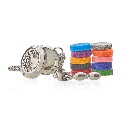 Aromatherapy Jewellery Chain Bracelet - Cat & Flowers - 20mm 🇬🇧