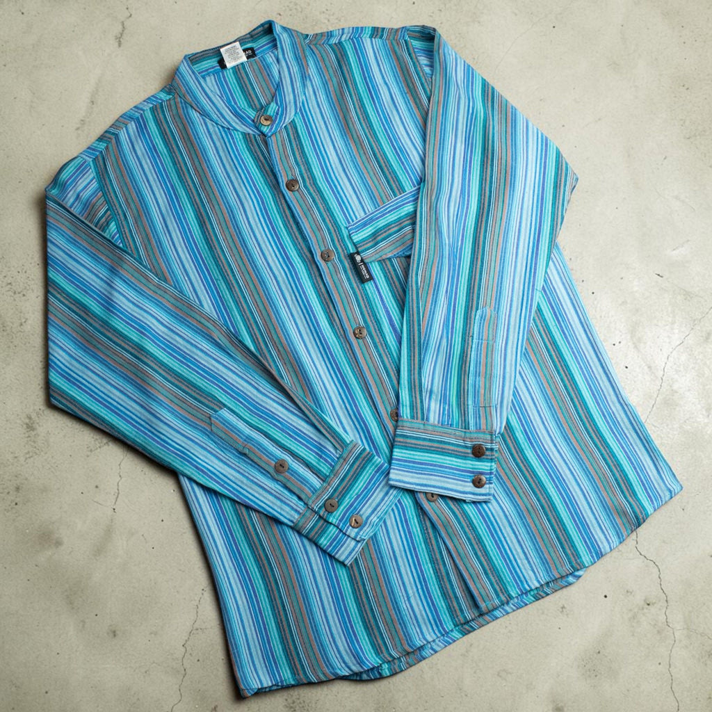Nomad Sari Grandad Shirt - Turquoise - XL 🇬🇧