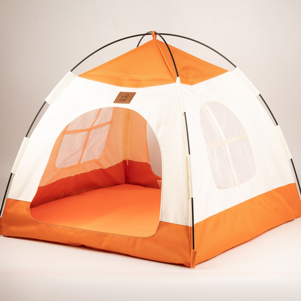PAW Bed – Beige & Orange Tent – 58 × 58 × 48cm 🇬🇧