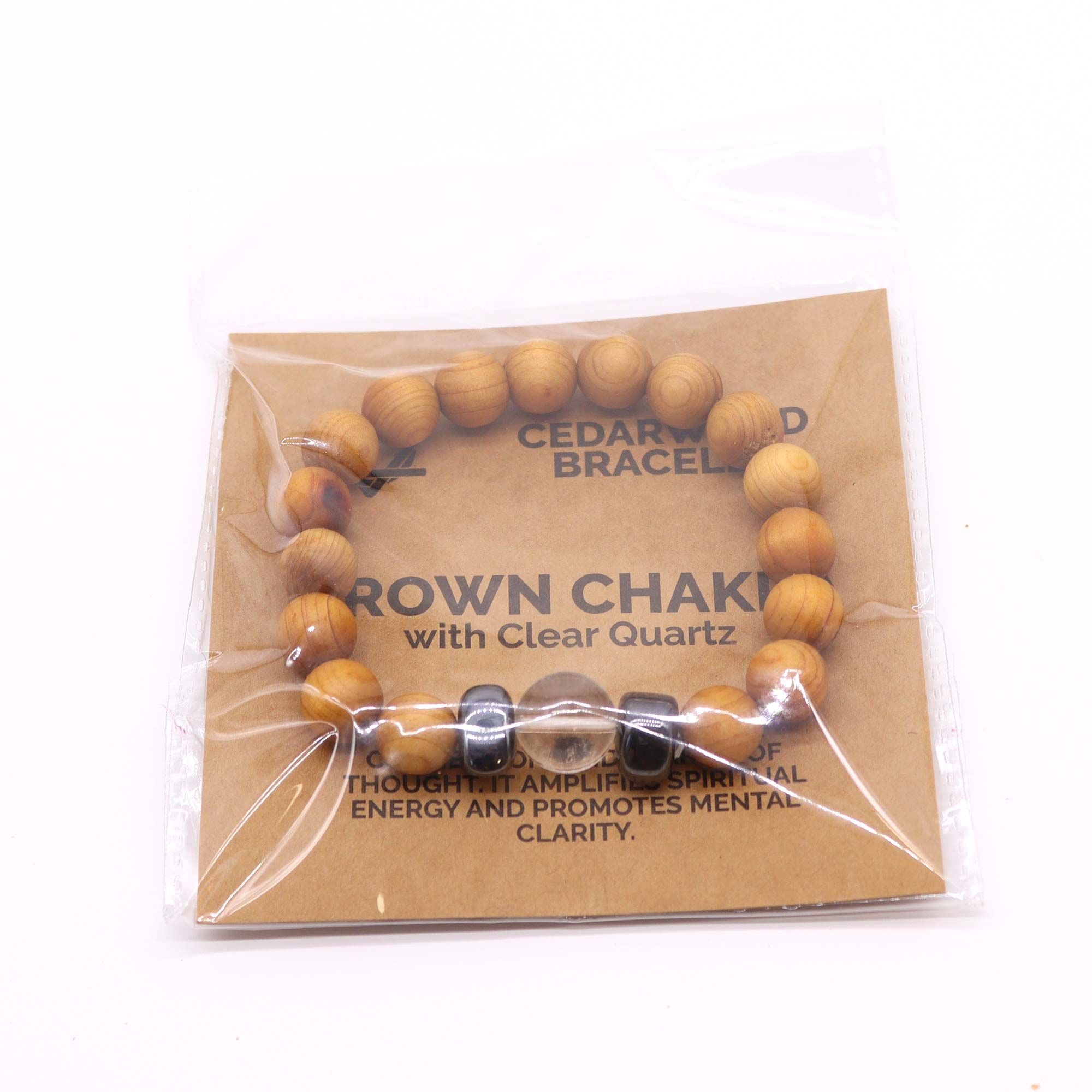 Cedarwood Crown Chakra Bangle with Clear Quartz 🇬🇧