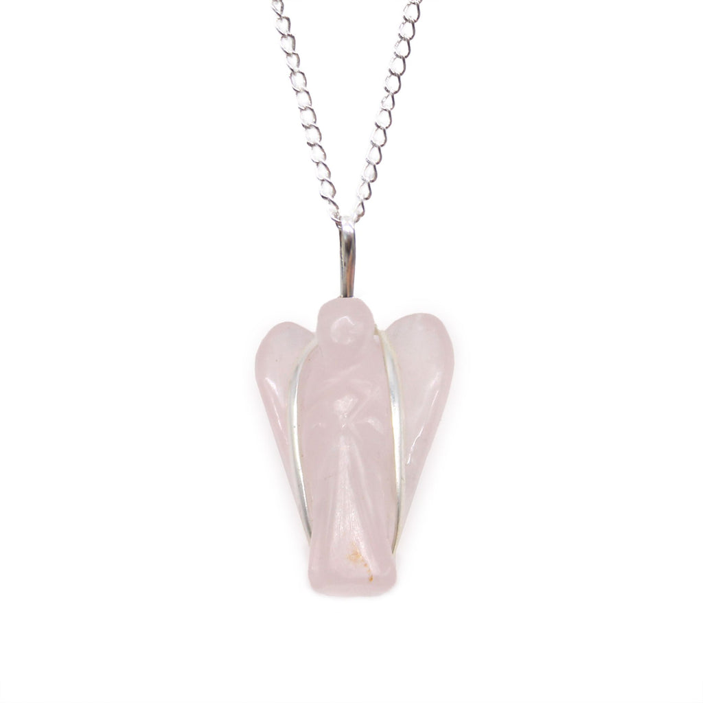 Gemstone Guardian Angel Pendant - Rose Quartz 🇬🇧