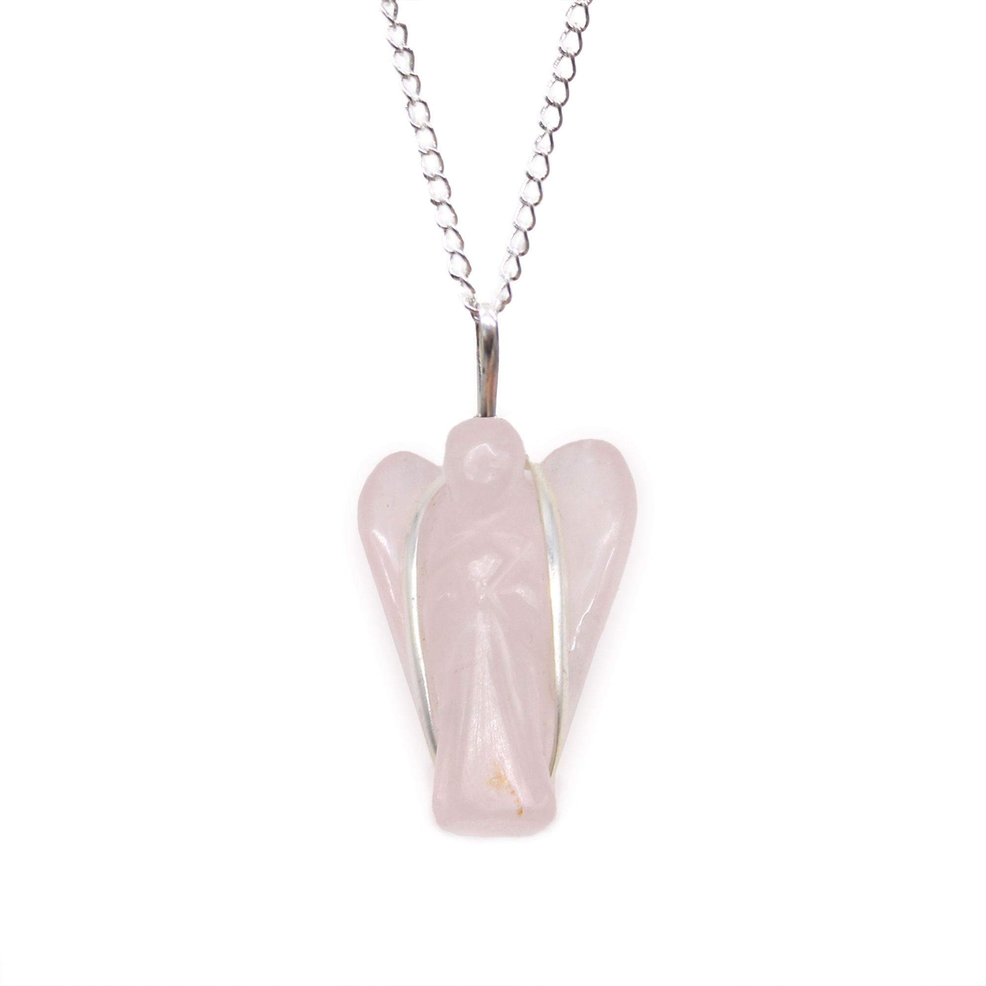 Gemstone Guardian Angel Pendant - Rose Quartz 🇬🇧