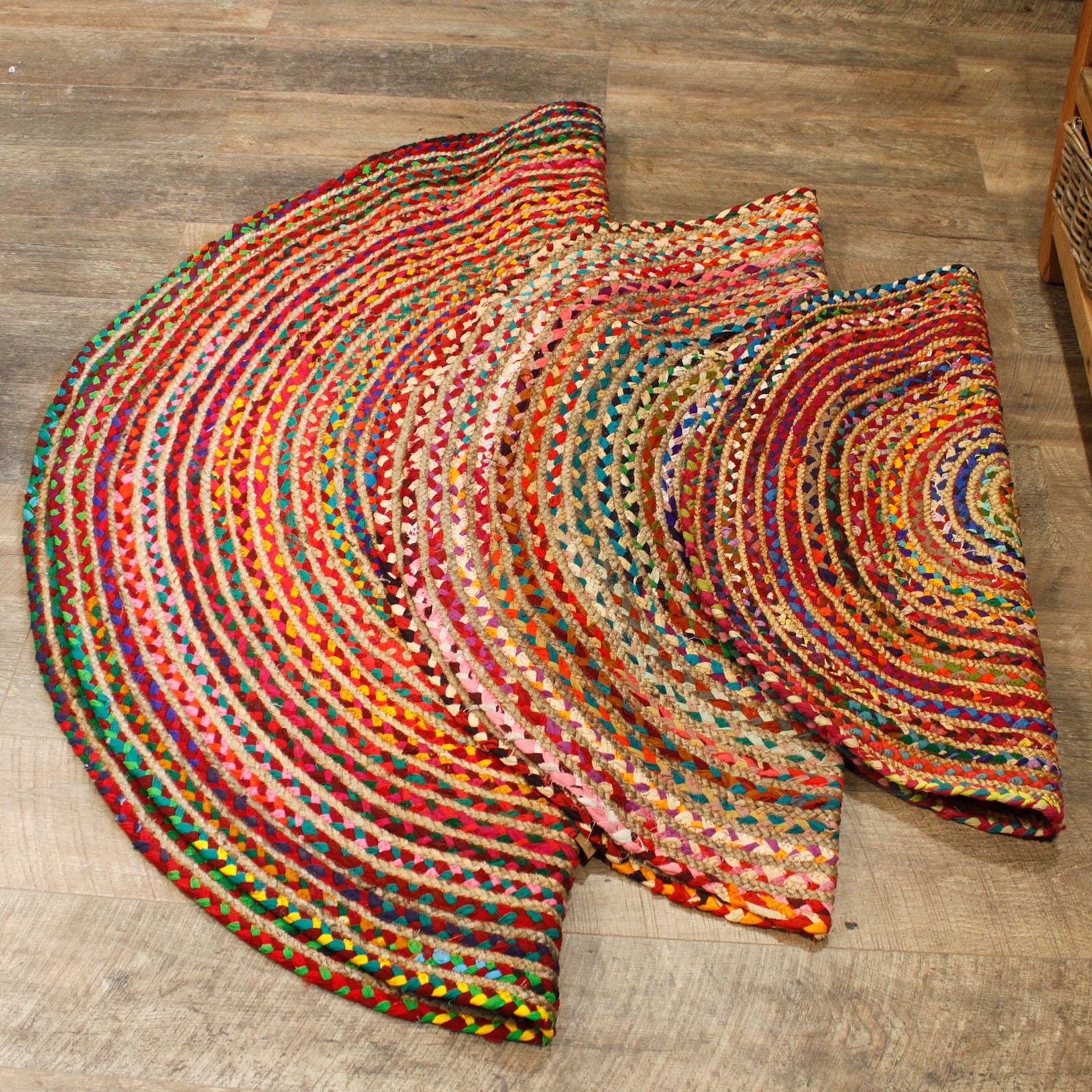 Round Jute and Recycled Cotton Rug - 90 cm 🇬🇧