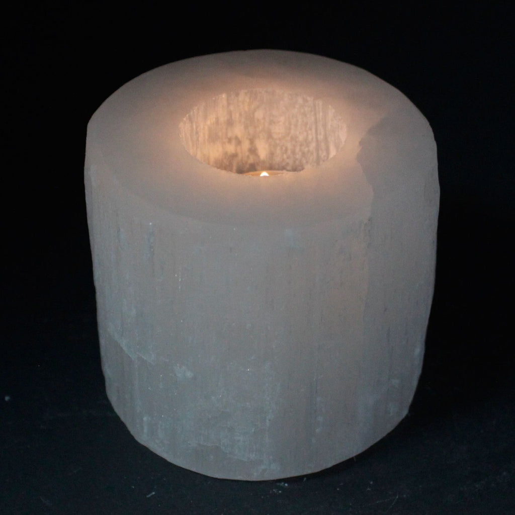 Selenite Cylinder Candle Holder - 8 cm 🇬🇧