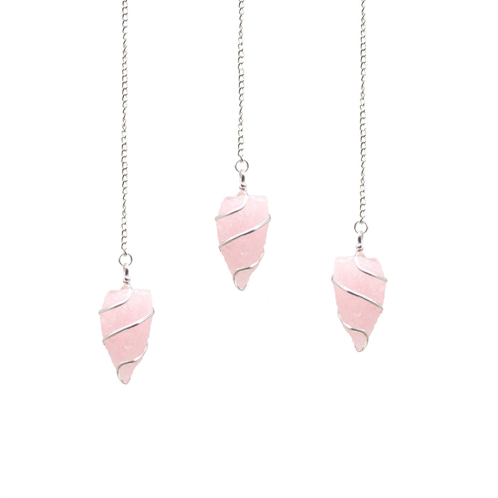 Raw Gemstone Pendulum - Rose Quartz 🇬🇧
