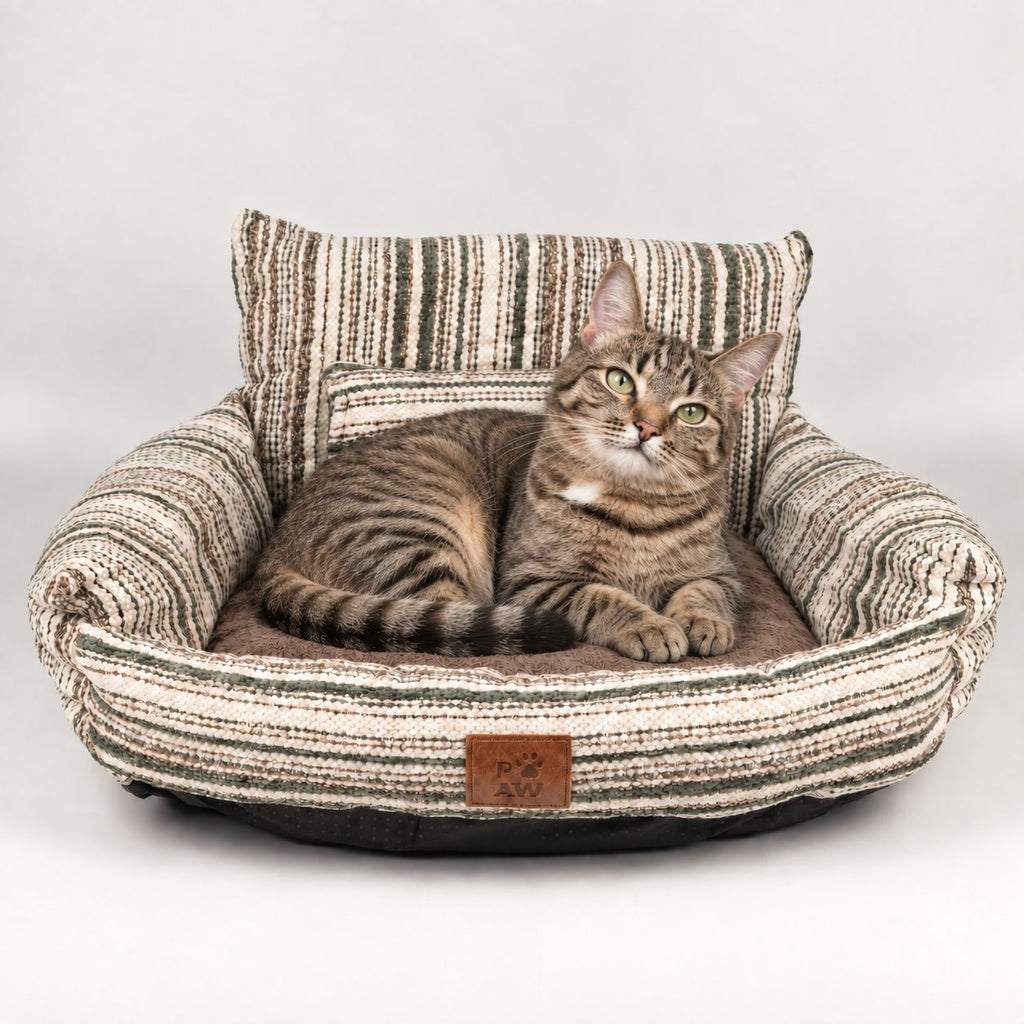 PAW Bed – Small Sofa – Brown Stripes – 50 × 50 × 26cm 🇬🇧