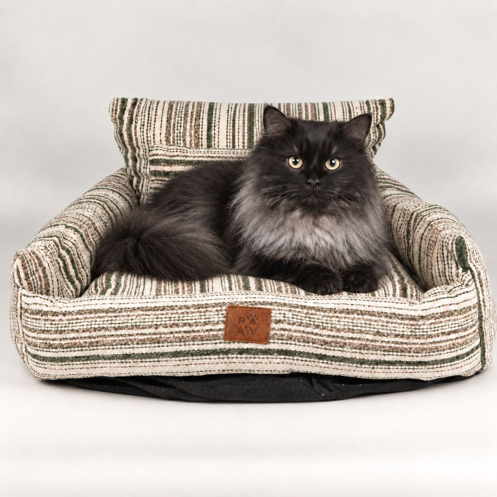 PAW Bed – Medium Sofa – Brown Stripes – 60 × 60 × 28cm 🇬🇧