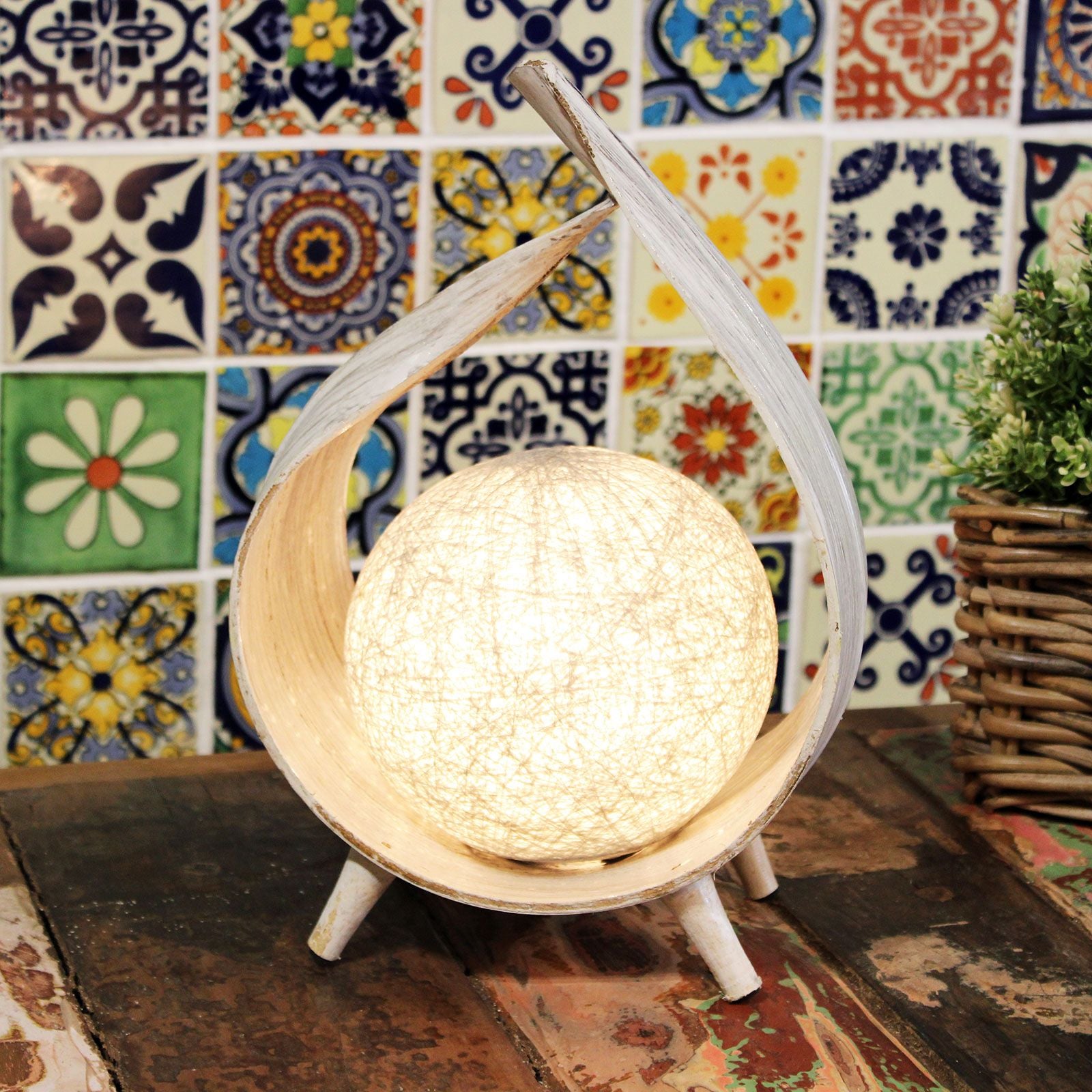 Natural Coconut Lamp - Whitewash Wrapover 🇬🇧