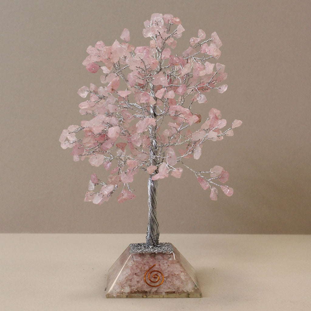 Gemstone Tree with Organite Base - 320 Stone - Rose Quartz 🇬🇧
