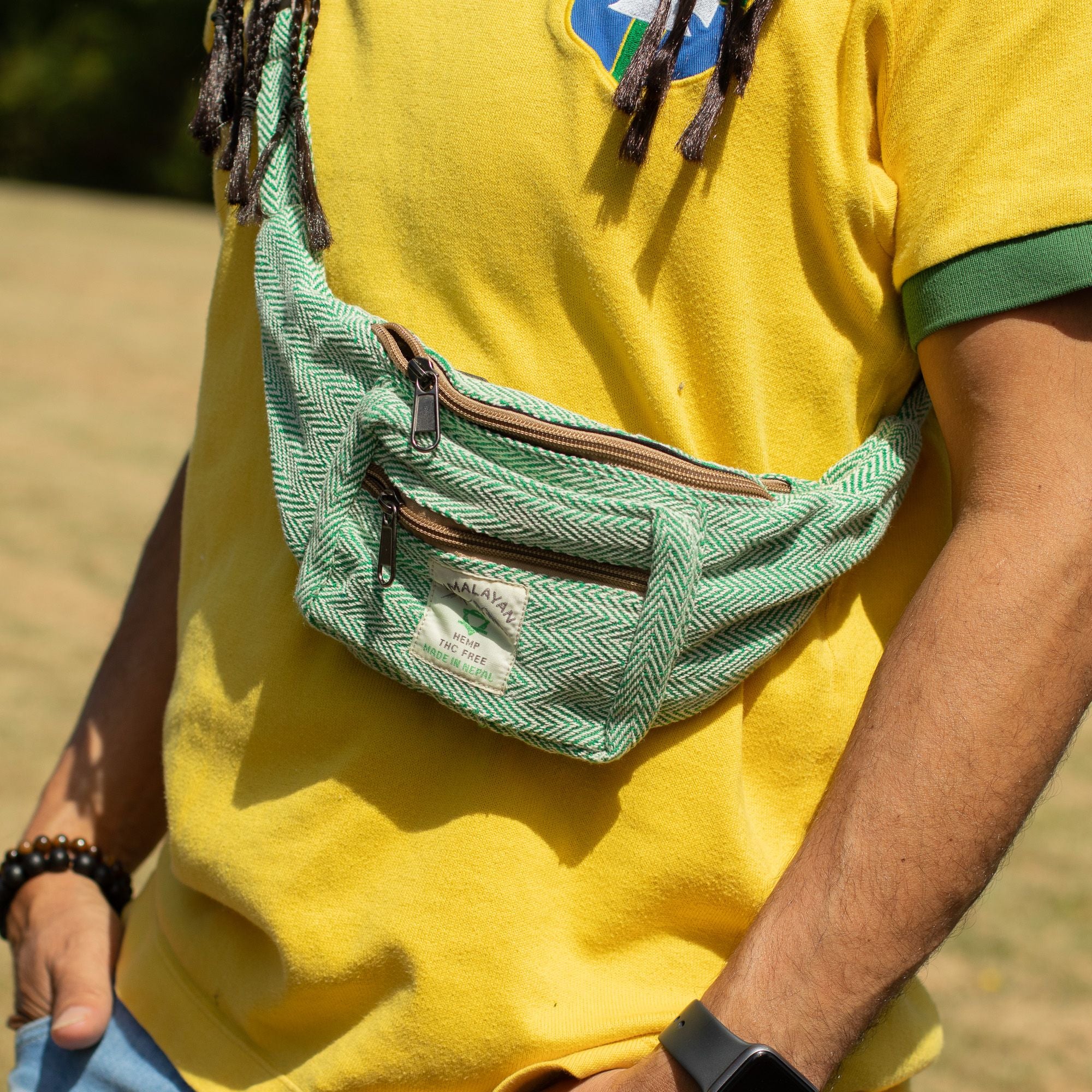 Cotton Hemp Style Belt (or Fanny) Bag - Sage 🇬🇧