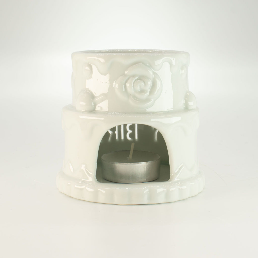 Ceramic Cake Oil Burner - HAPPY BIRTHDAY - White 🇬🇧