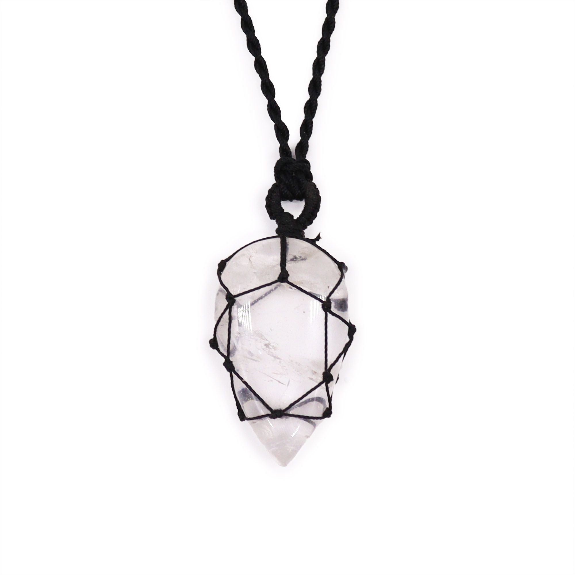 Laced Gemstone Teardrop Pendant - Rock Quartz 🇬🇧