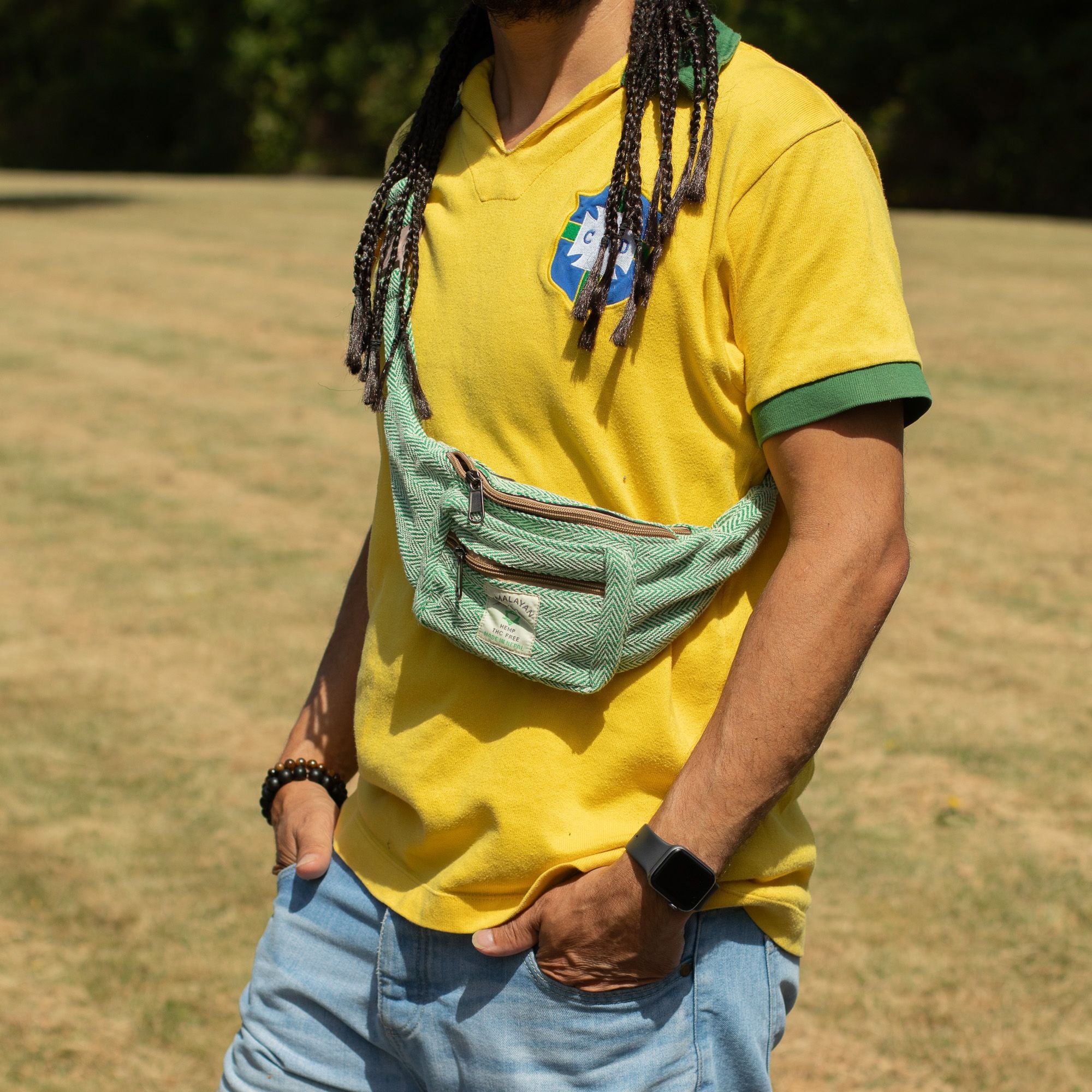 Cotton Hemp Style Belt (or Fanny) Bag - Sage 🇬🇧