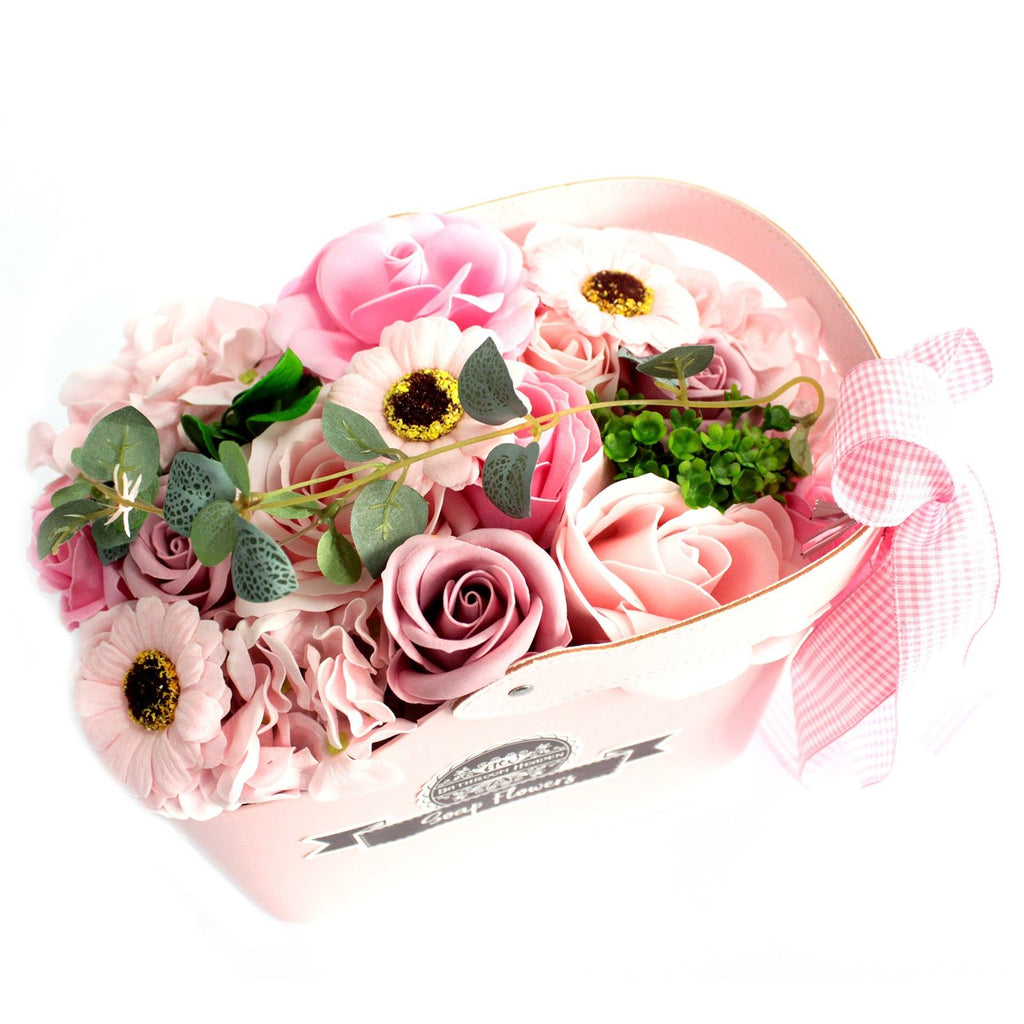 Basket Soap Flower Bouquet - Pink 🇬🇧