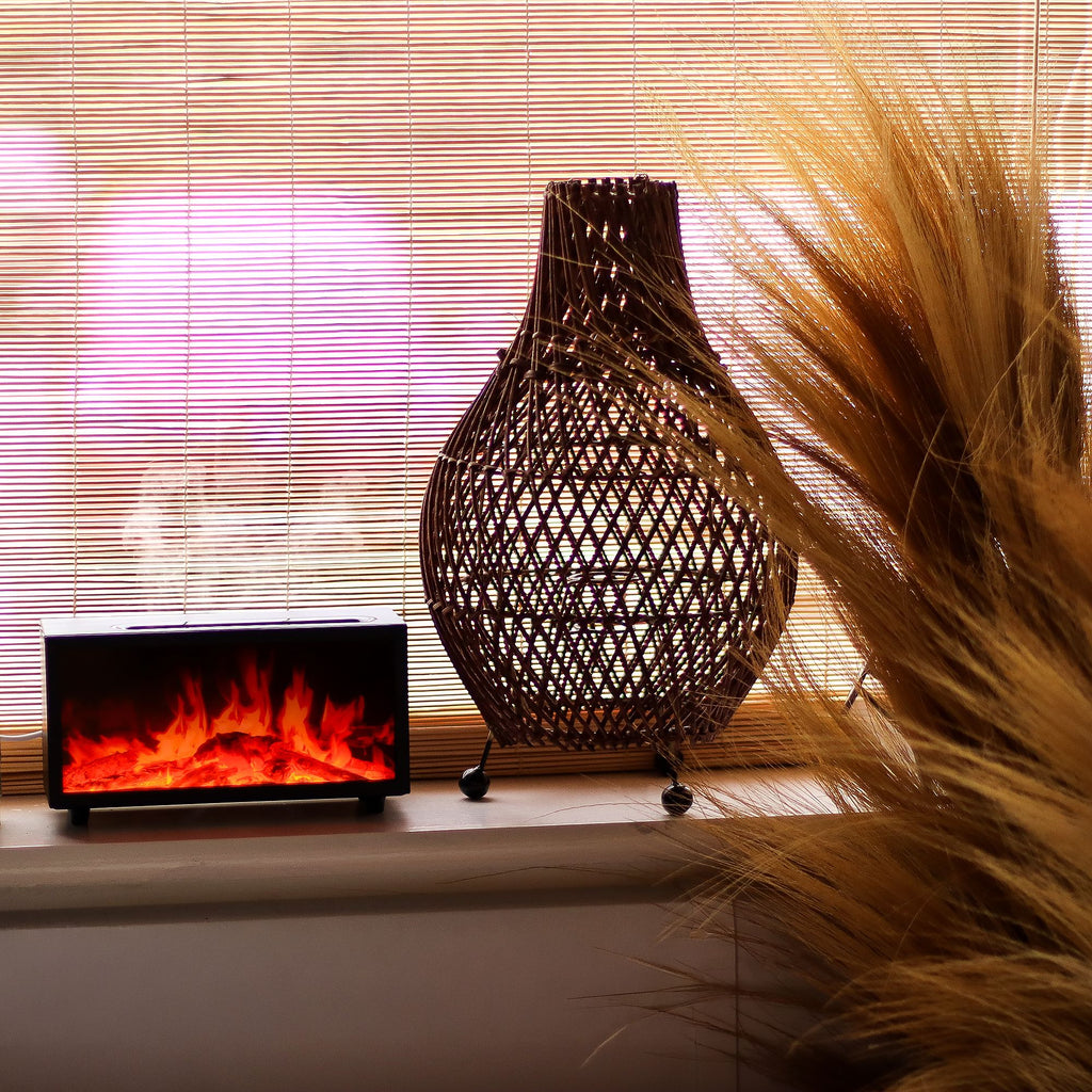 Flame Effect Aroma Diffuser with Birdsound - Black USB - Colour Change 🇬🇧
