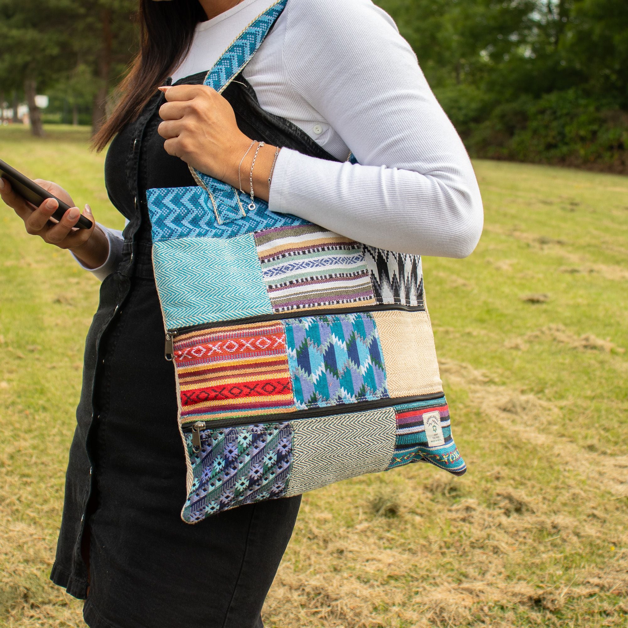 Patchwork Kathmandu Tote Bag - Dhaka Design (37x38cm) 🇬🇧