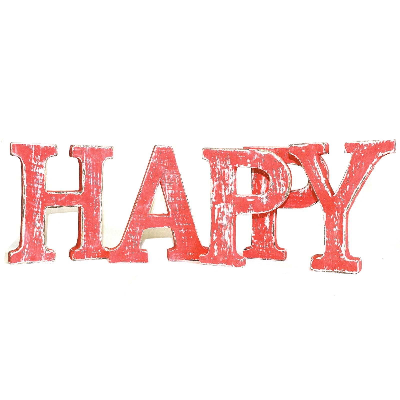 Shabby Chic Letters Red Wash  - HAPPY 🇬🇧