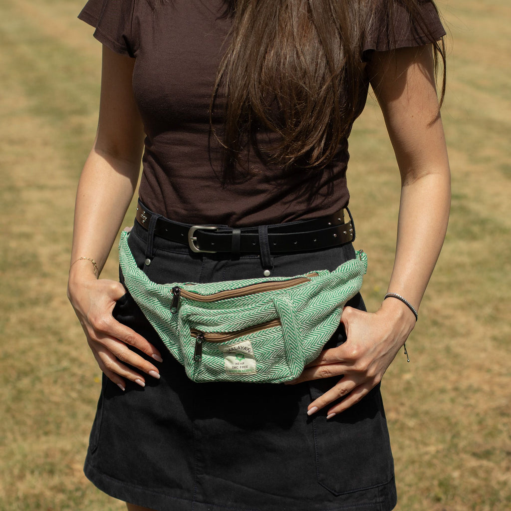 Cotton Hemp Style Belt (or Fanny) Bag - Sage 🇬🇧