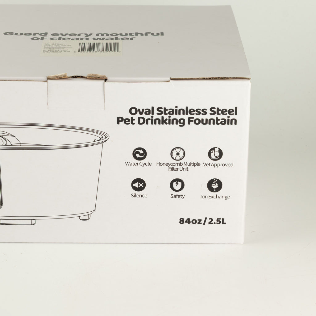 PAW Food Bowls - Electric Water Fountain 2.5 Litre - USB - Stainless Steal 🇬🇧