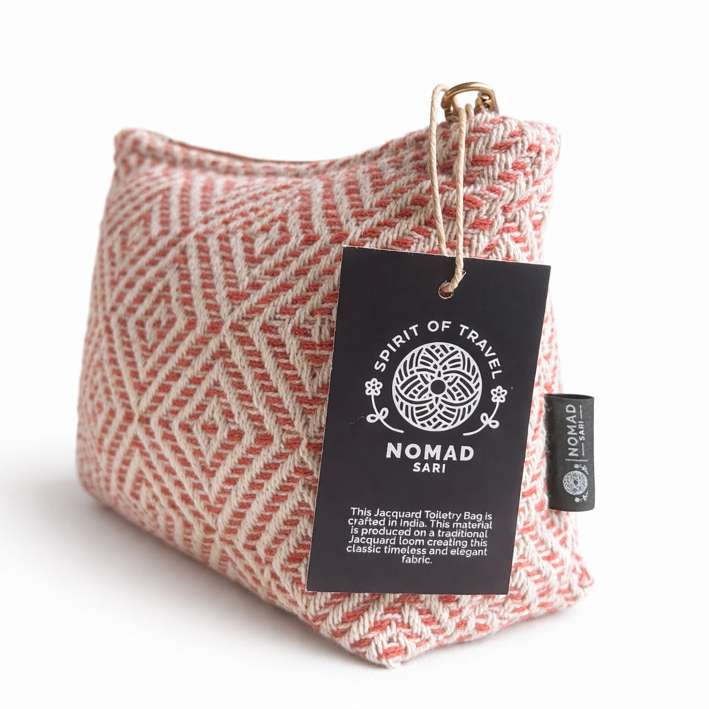 Nomad Sari Indian Jacquard Toiletry Bag - Coral Maze 🇬🇧
