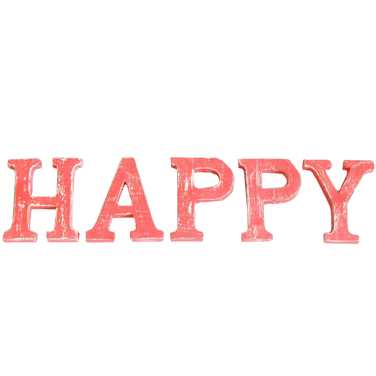 Shabby Chic Letters Red Wash  - HAPPY 🇬🇧