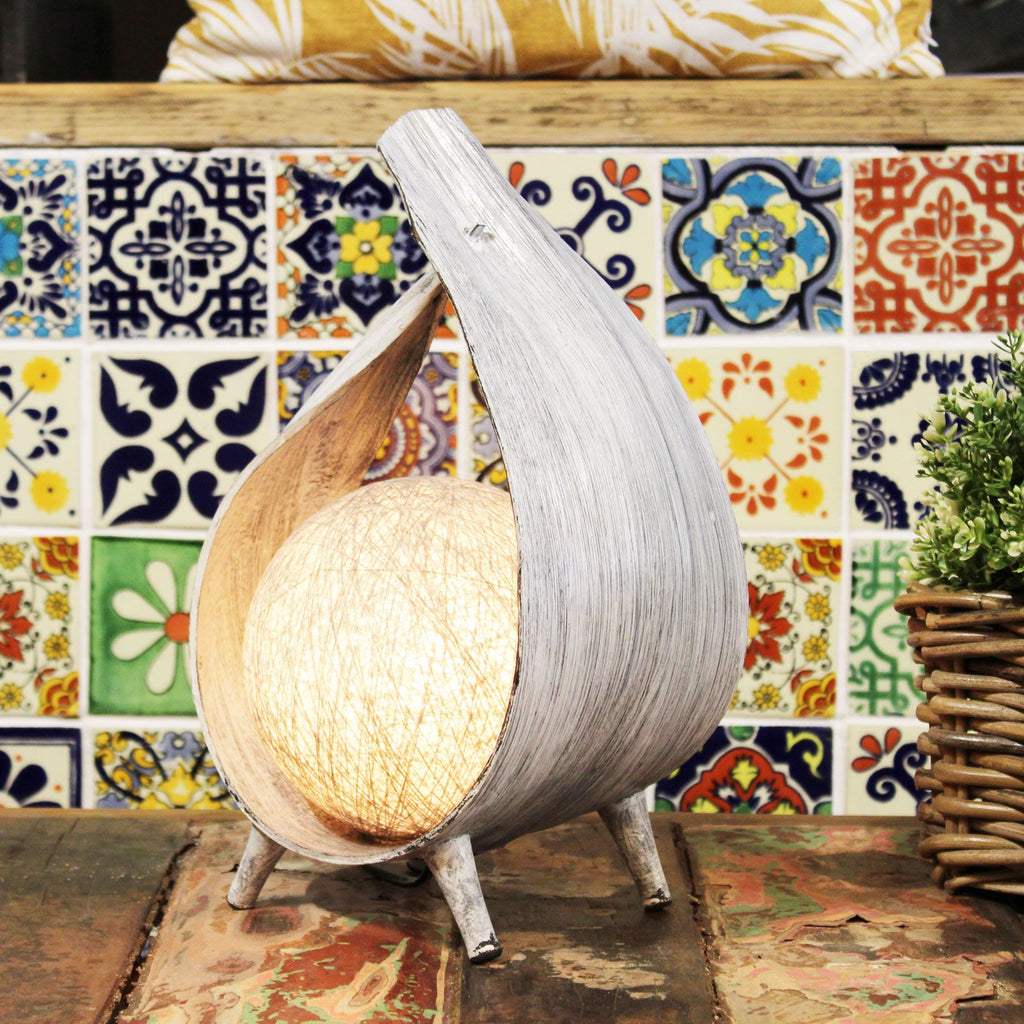 Natural Coconut Lamp - Greywash Wrapover 🇬🇧