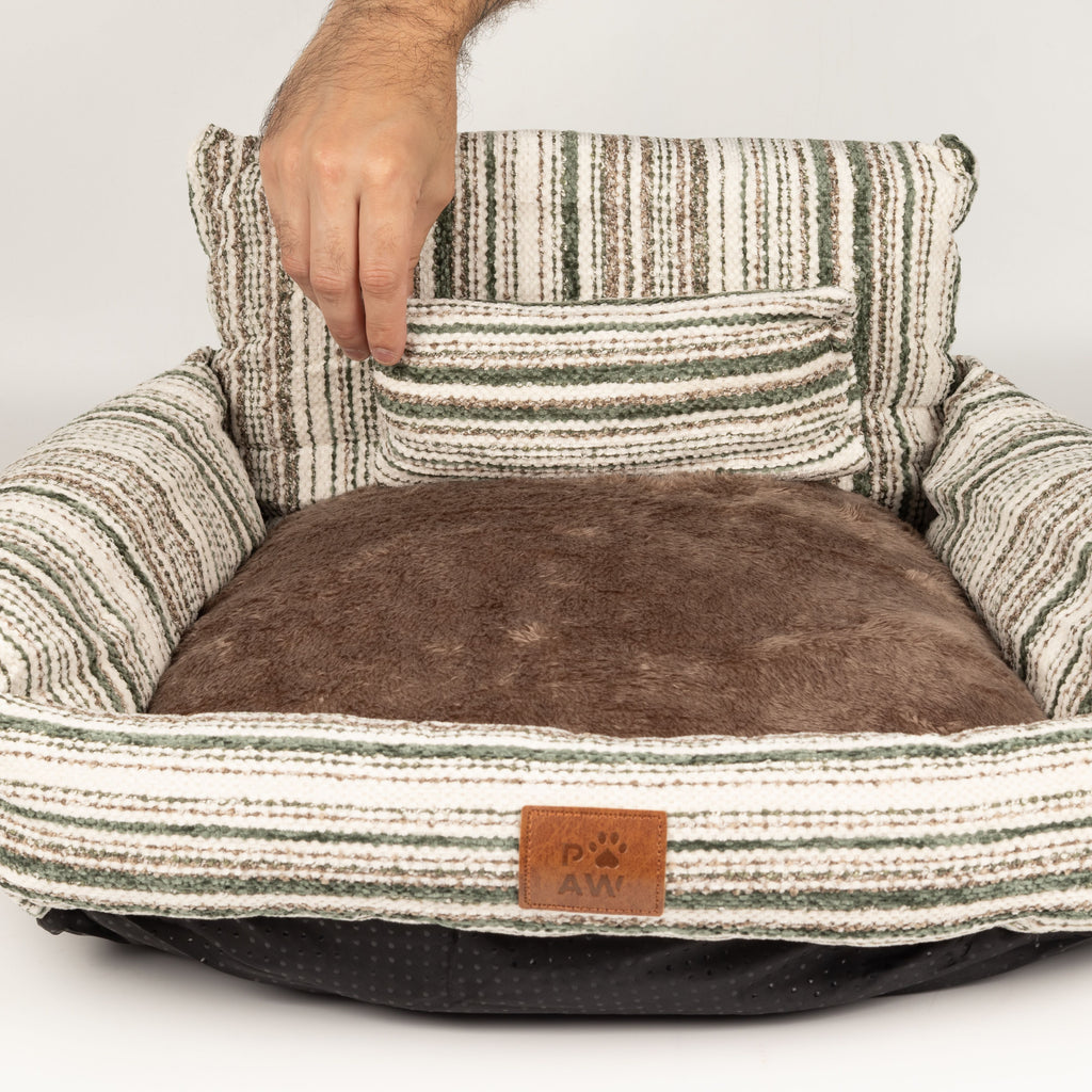PAW Bed – Small Sofa – Brown Stripes – 50 × 50 × 26cm 🇬🇧