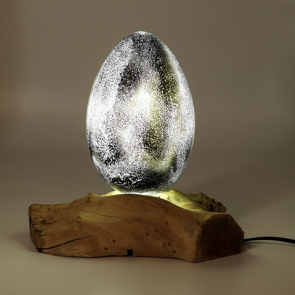 DriftGlow Lamp Crackle Lava Egg Shade - Grey 🇬🇧