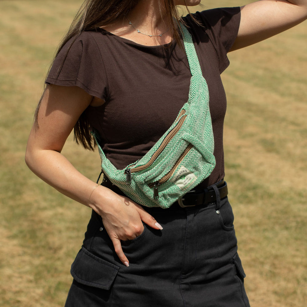 Cotton Hemp Style Belt (or Fanny) Bag - Sage 🇬🇧